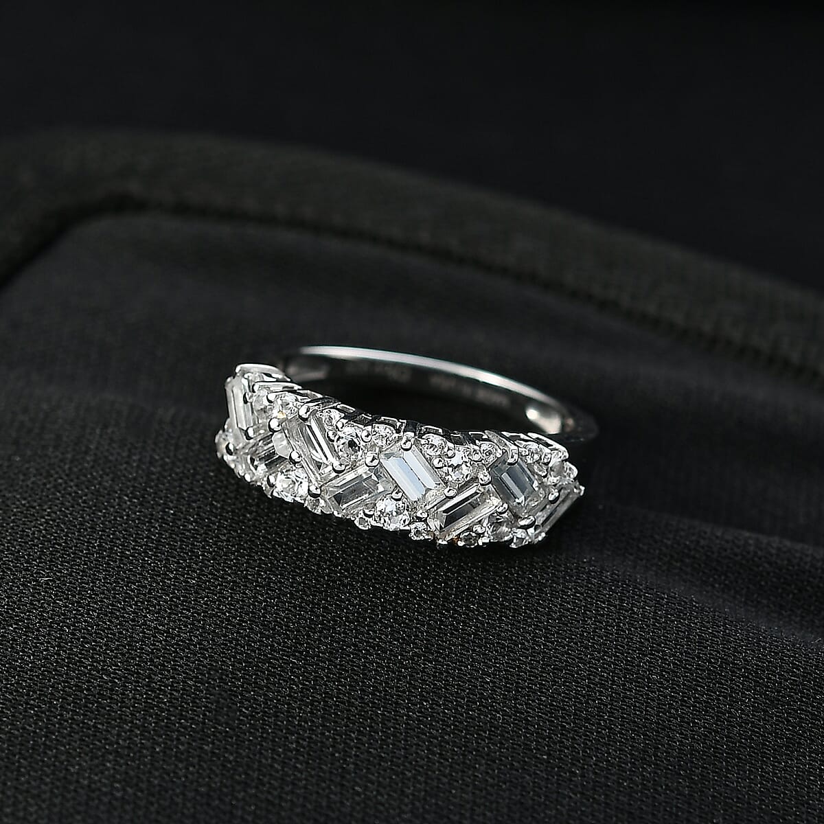 D'Joy White Topaz 1.50 ctw Ring in Platinum Over Sterling Silver (Size 7.0) image number 1