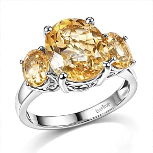 EverTrue Brazilian Citrine 5.90 ctw Ring in Platinum Bond (Size 10.0)
