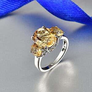 EverTrue Brazilian Citrine 5.90 ctw Ring in Platinum Bond (Size 10.0)