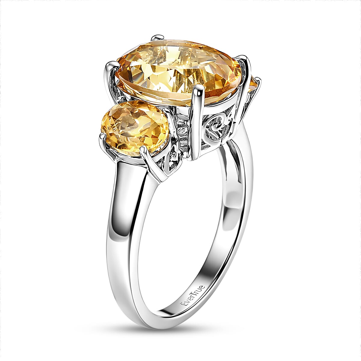 EverTrue Brazilian Citrine 5.90 ctw Ring in Platinum Bond (Size 10.0) image number 3