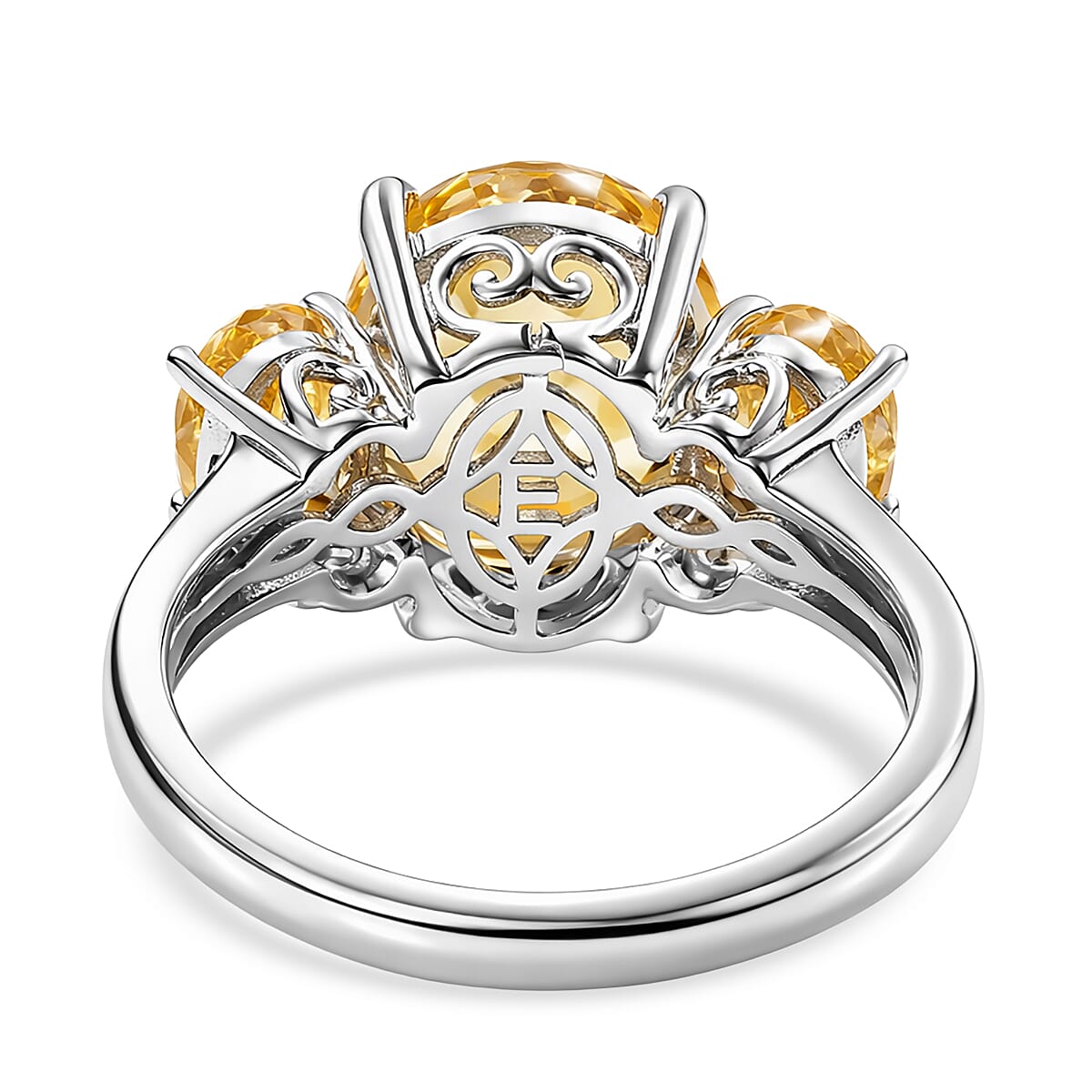 EverTrue Brazilian Citrine 5.90 ctw Ring in Platinum Bond (Size 10.0) image number 4