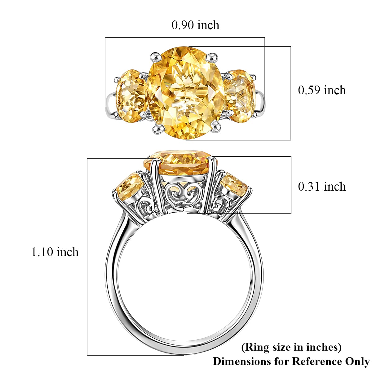 EverTrue Brazilian Citrine 5.90 ctw Ring in Platinum Bond (Size 10.0) image number 5