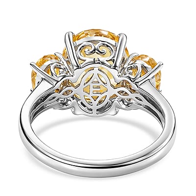 EverTrue Brazilian Citrine 5.90 ctw Ring in Platinum Bond (Size 6.0)