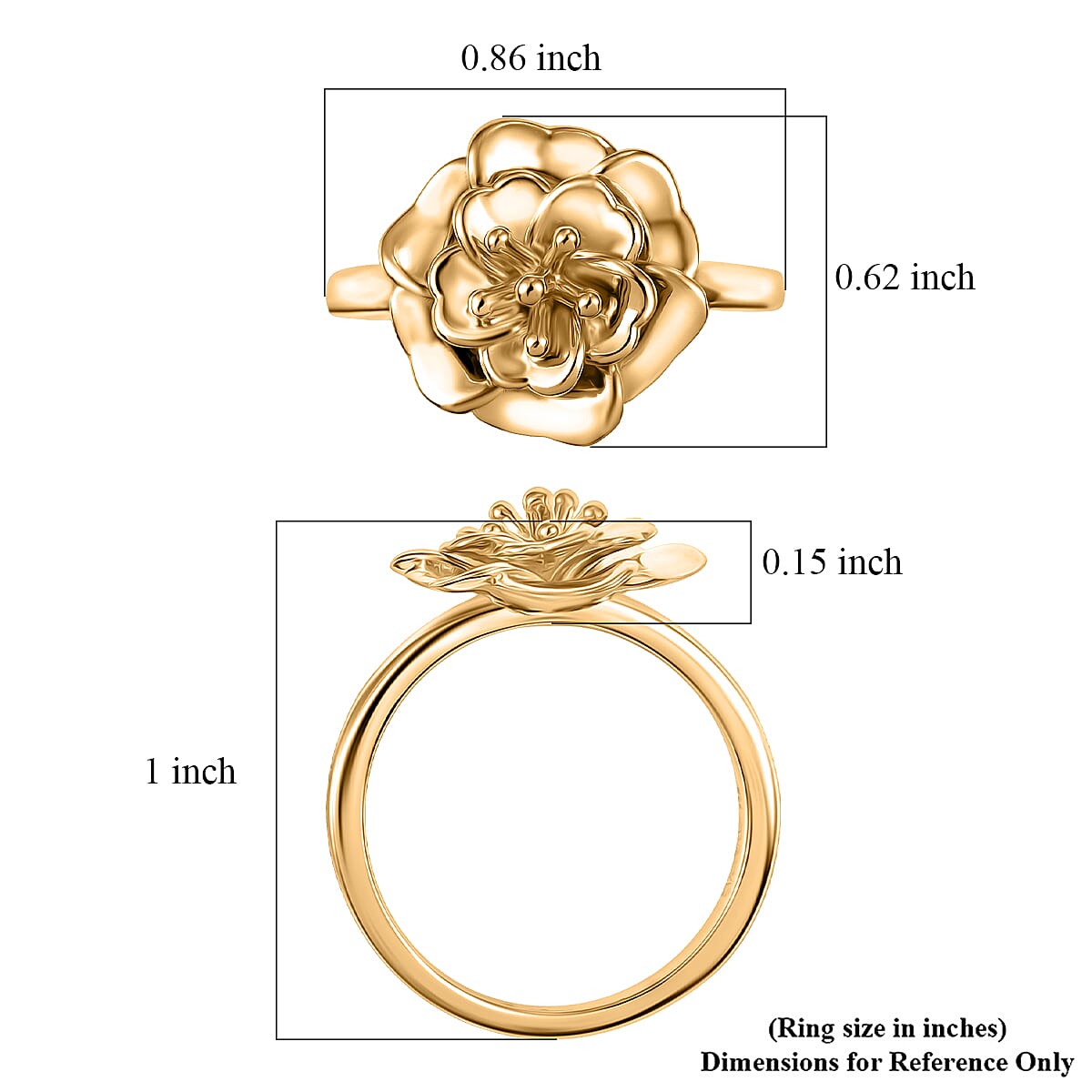 D'Joy in 18K Vermeil YG Over Sterling Silver Floral Ring (Size 10.0) (3.90 g) image number 5