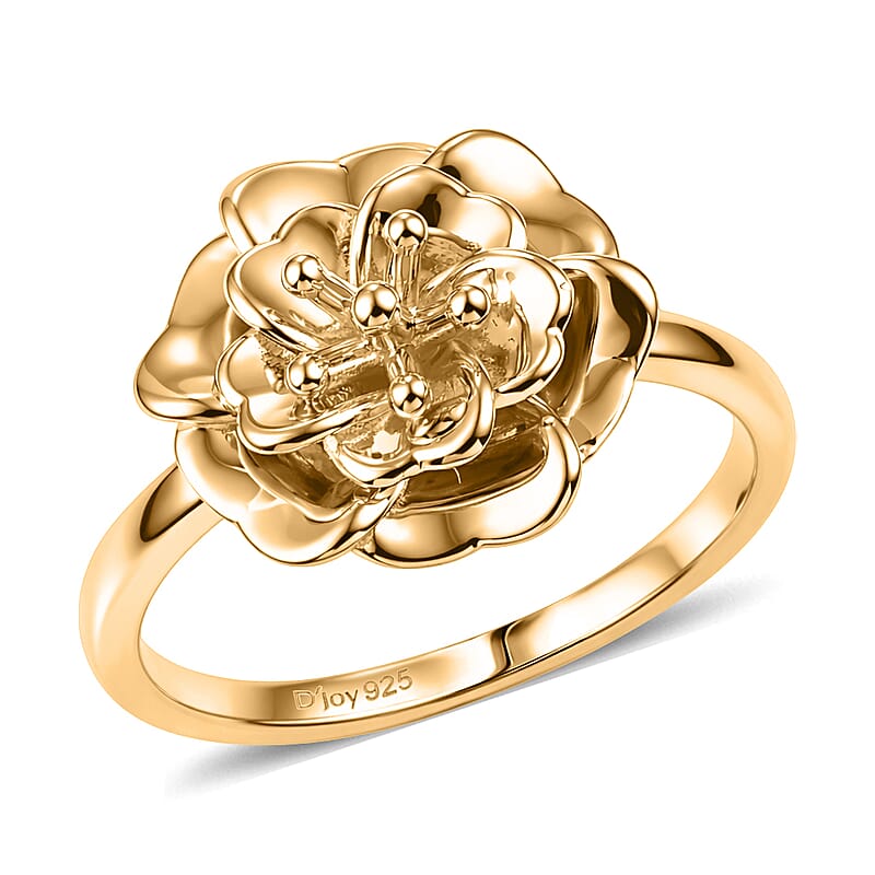 D'Joy in 18K Vermeil YG Over Sterling Silver Floral Ring (Size 5.0) (3.90 g)