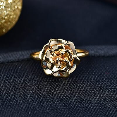 D'Joy in 18K Vermeil YG Over Sterling Silver Floral Ring (Size 5.0) (3.90 g)