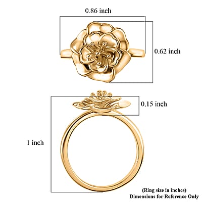 D'Joy in 18K Vermeil YG Over Sterling Silver Floral Ring (Size 5.0) (3.90 g)