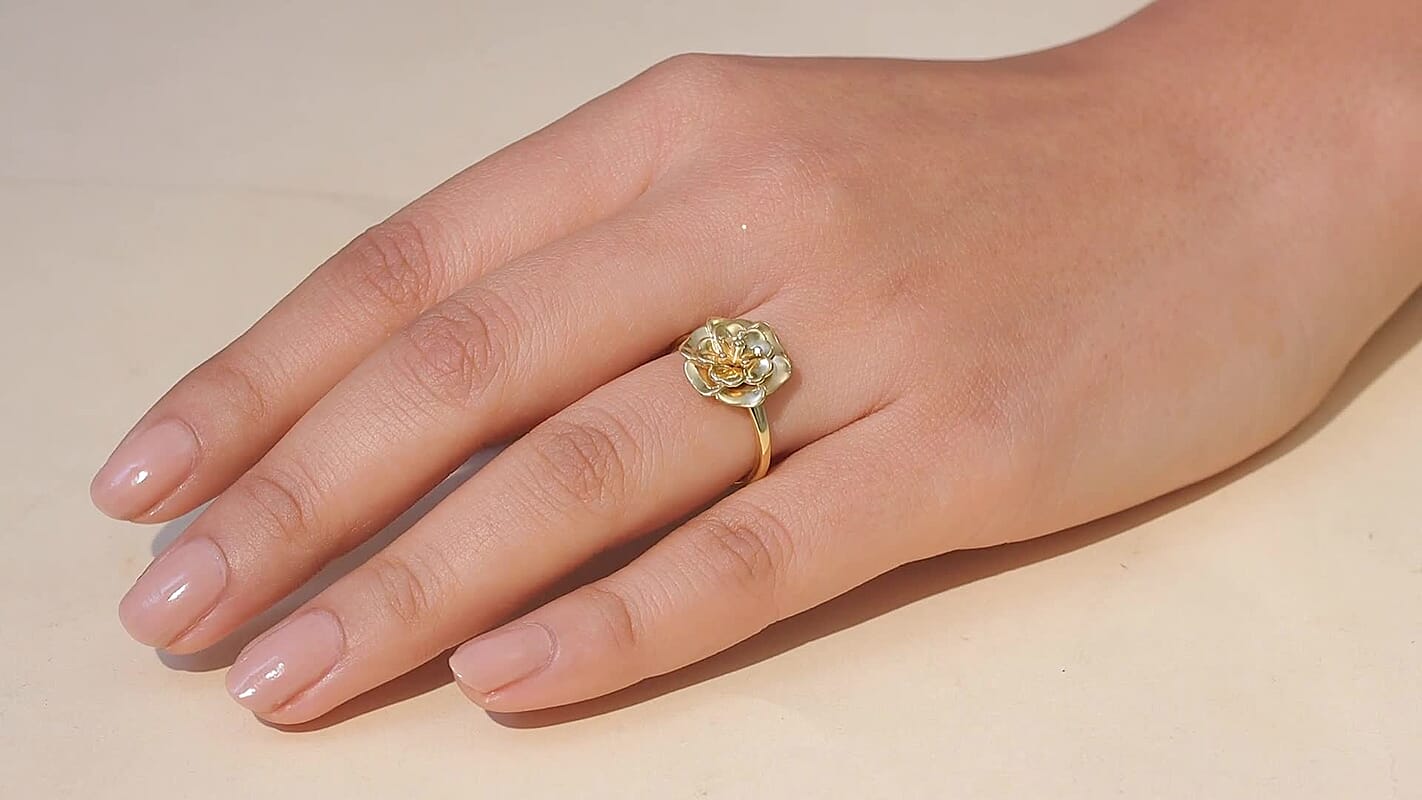 D'Joy in 18K Vermeil YG Over Sterling Silver Floral Ring (Size 10.0) (3.90 g)
