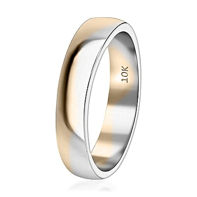 Luxoro 10K Yellow and White Gold Wave Pattern Band Ring (Size 7.0) (3.70 g)