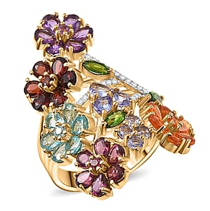 D'Joy Multi Gemstone Ring in Vermeil YG Over Sterling Silver (Size 10.0) 6.60 ctw