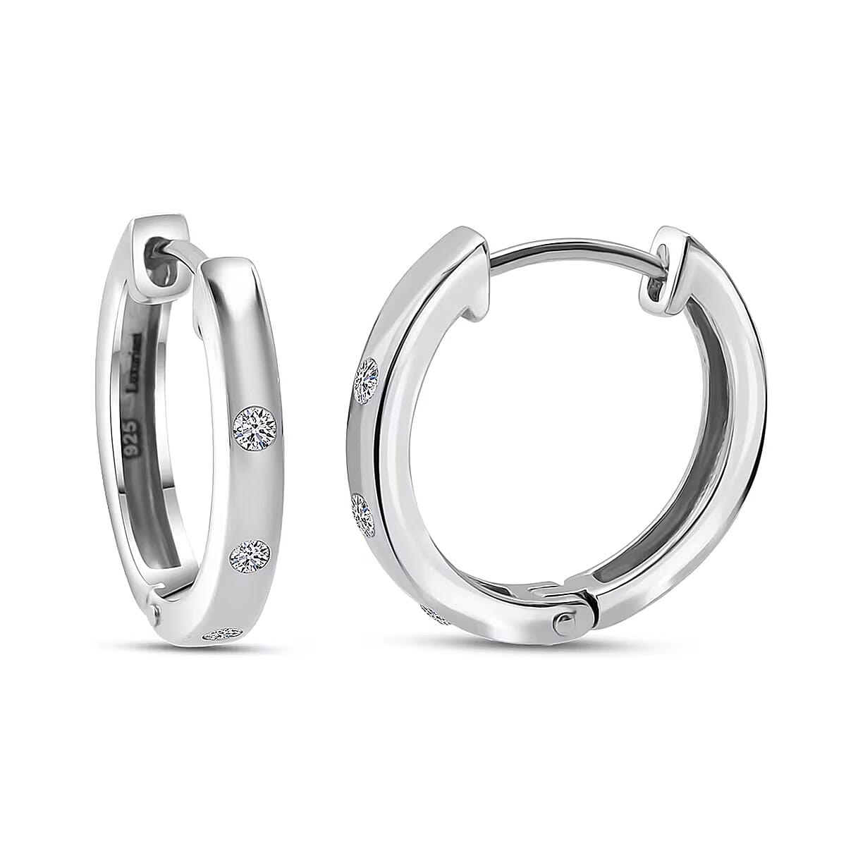 Luxuriant Lab Grown Diamond G-H SI 0.20 ctw Hoop Earrings in Rhodium Over Sterling Silver image number 0