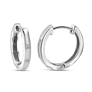 Luxuriant Lab Grown Diamond G-H SI 0.20 ctw Hoop Earrings in Rhodium Over Sterling Silver