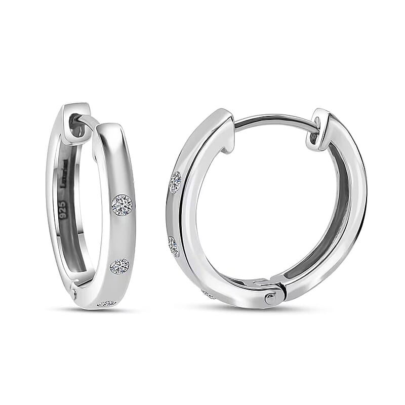 Luxuriant Lab Grown Diamond G-H SI 0.20 ctw Hoop Earrings in Rhodium Over Sterling Silver