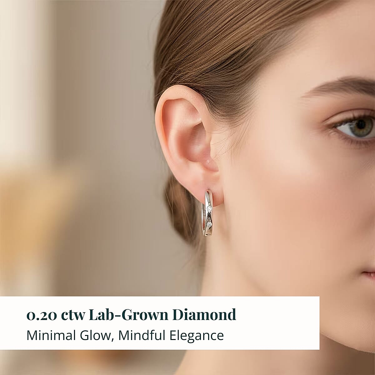 Luxuriant Lab Grown Diamond G-H SI 0.20 ctw Hoop Earrings in Rhodium Over Sterling Silver image number 1