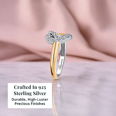 Luxuriant Lab Grown Diamond G-H SI 0.35 ctw Infinity Heart Ring in 18K Vermeil YG and Rhodium Over Sterling Silver (Size 10.0)