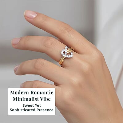 Luxuriant Lab Grown Diamond G-H SI 0.35 ctw Infinity Heart Ring in 18K Vermeil YG and Rhodium Over Sterling Silver (Size 10.0)
