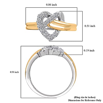 Luxuriant Lab Grown Diamond G-H SI 0.35 ctw Infinity Heart Ring in 18K Vermeil YG and Rhodium Over Sterling Silver (Size 10.0)
