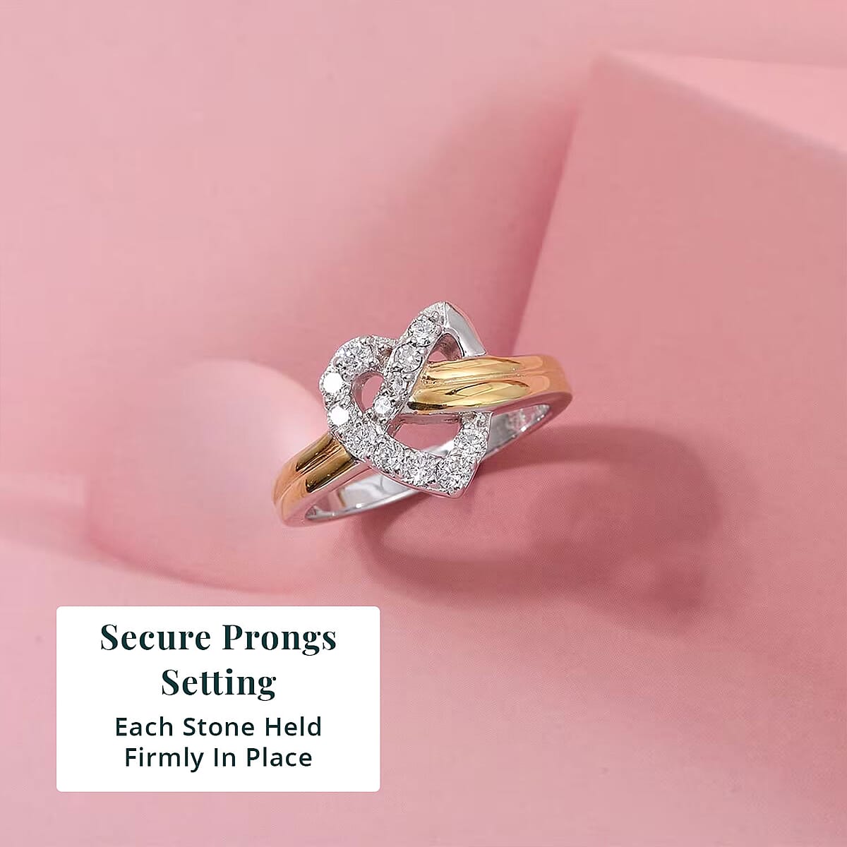 Doorbuster Luxuriant Lab Grown Diamond G-H SI 0.35 ctw Infinity Heart Ring in 18K Vermeil YG and Rhodium Over Sterling Silver (Size 9.0) image number 4