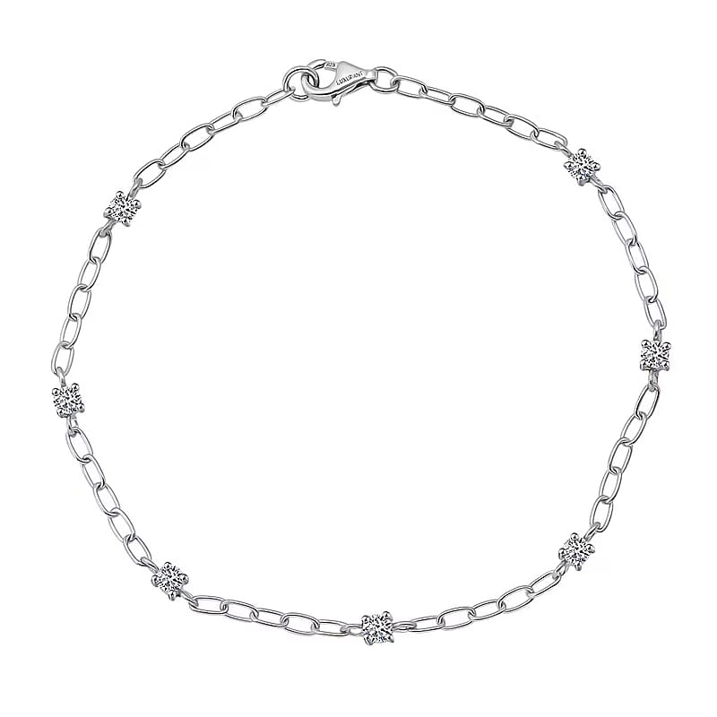  Luxuriant Lab Grown Diamond G-H SI 0.50 ctw Bracelet in Rhodium Over Sterling Silver (6.50 In)