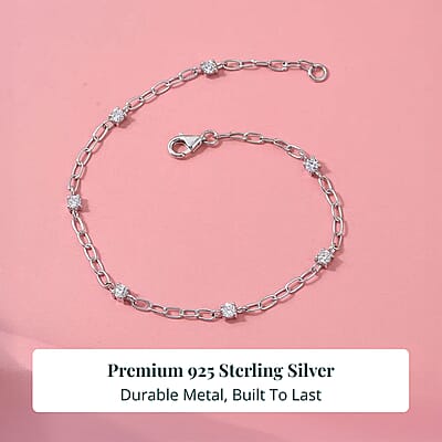  Luxuriant Lab Grown Diamond G-H SI 0.50 ctw Bracelet in Rhodium Over Sterling Silver (6.50 In)