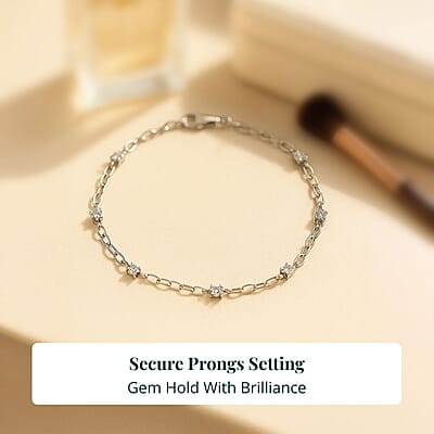 Luxuriant Lab Grown Diamond G-H SI 0.50 ctw Bracelet in Rhodium Over Sterling Silver (6.50 In)