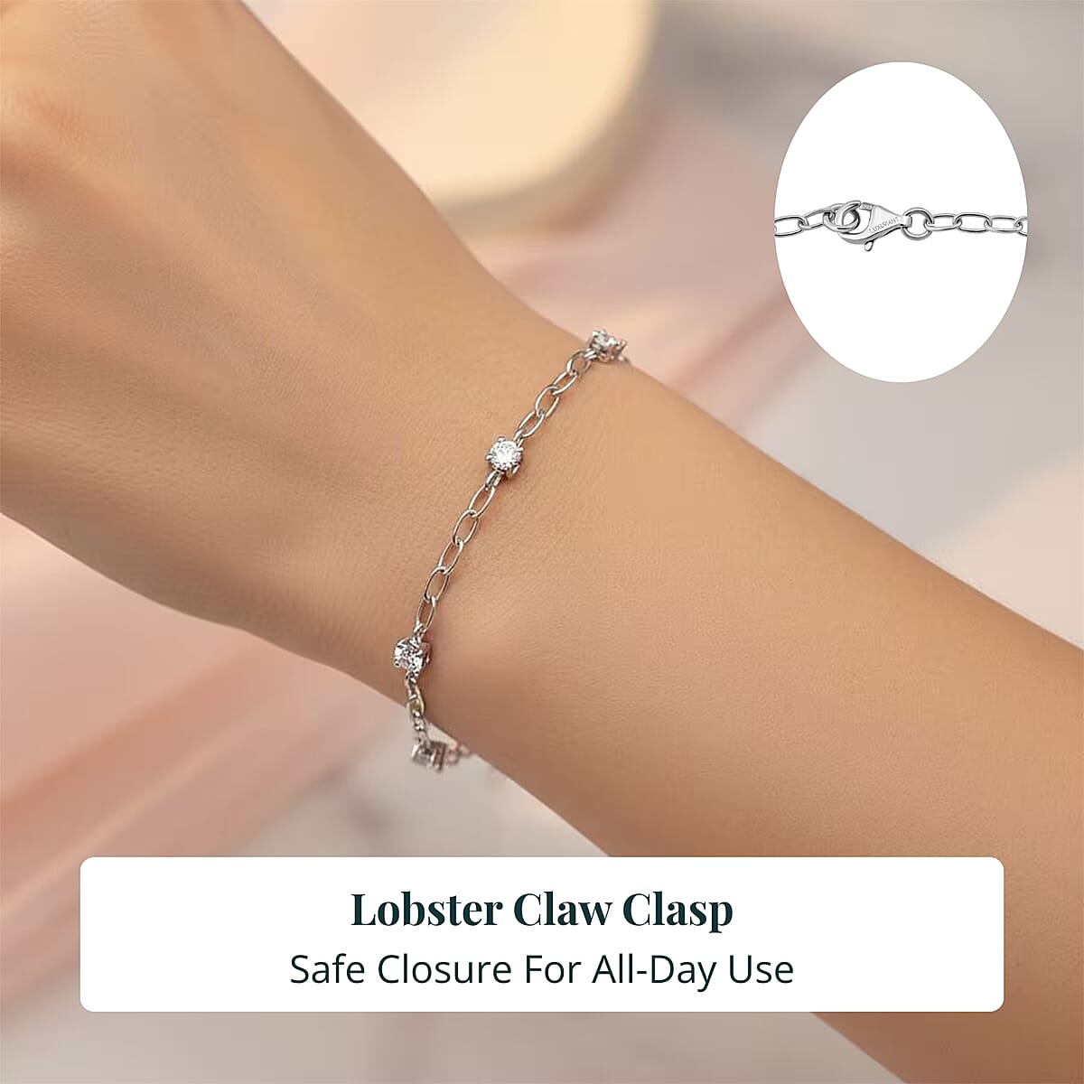 Doorbuster Luxuriant Lab Grown Diamond G-H SI 0.50 ctw Bracelet in Rhodium Over Sterling Silver (6.50 In) image number 5