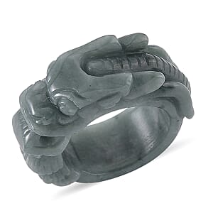 Natural Olmec Jadeite Carved Dragon Band Ring (Size 10.0) 45.00 ctw