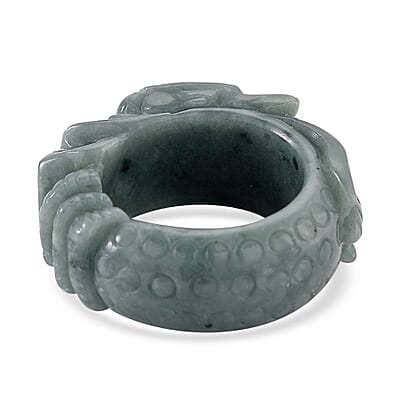 Natural Olmec Jadeite Carved Dragon Band Ring (Size 5.0) 45.00 ctw