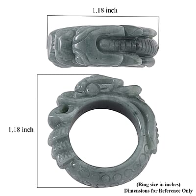 Natural Olmec Jadeite Carved Dragon Band Ring (Size 5.0) 45.00 ctw