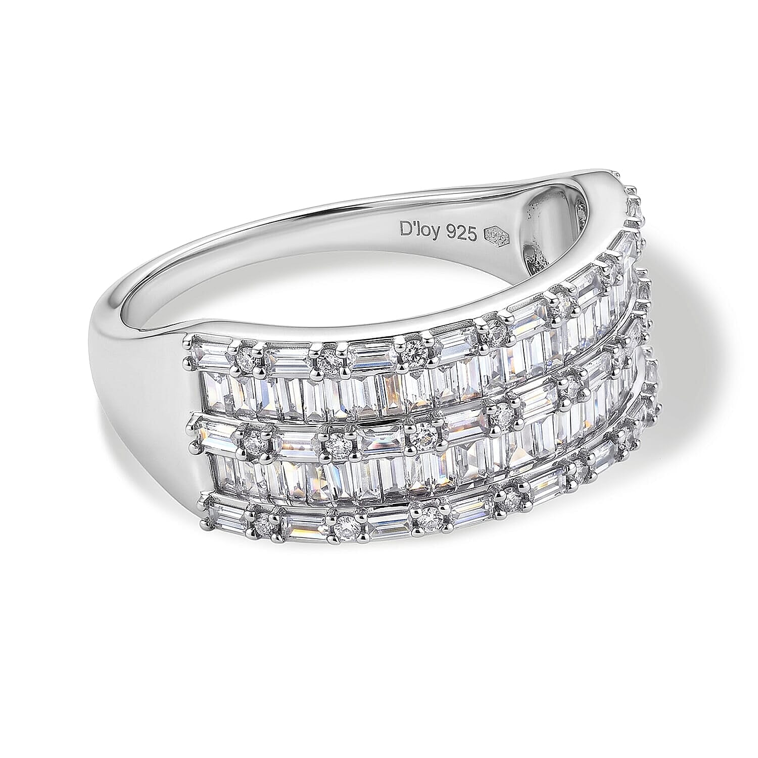 D'Joy White Diamond (1.0 cts) Ring in Rhodium Over Sterling Silver (Size 10.0) 1.00 ctw