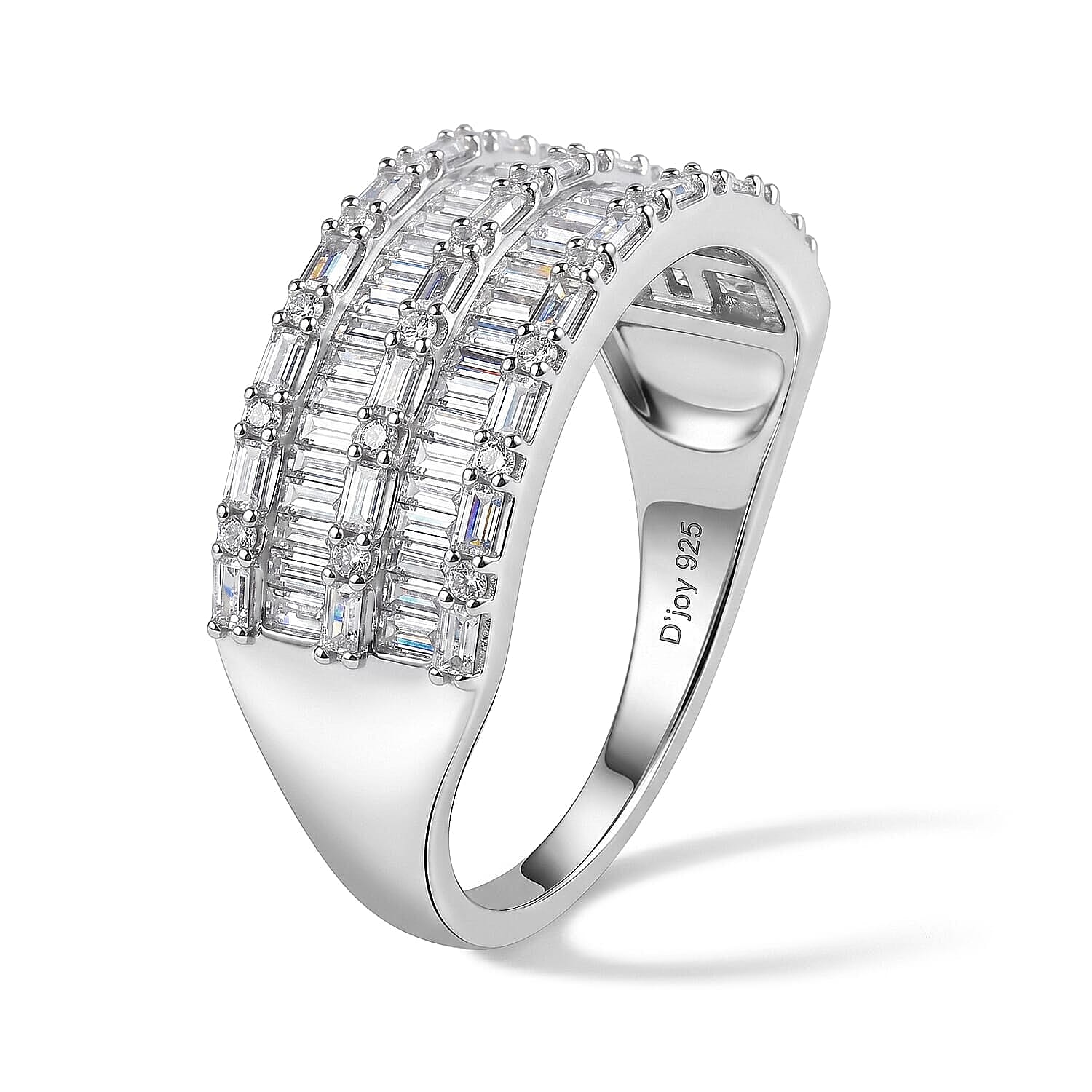 D'Joy White Diamond (1.0 cts) Ring in Rhodium Over Sterling Silver (Size 10.0) 1.00 ctw