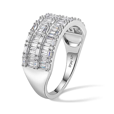 D'Joy White Diamond (1.0 cts) Ring in Rhodium Over Sterling Silver (Size 10.0) 1.00 ctw