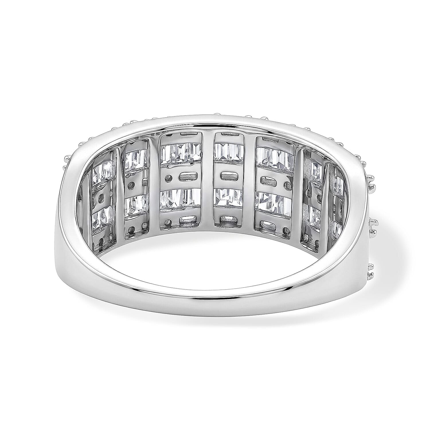 D'Joy White Diamond (1.0 cts) Ring in Rhodium Over Sterling Silver (Size 10.0) 1.00 ctw
