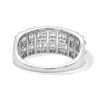 D'Joy White Diamond (1.0 cts) Ring in Rhodium Over Sterling Silver (Size 10.0) 1.00 ctw