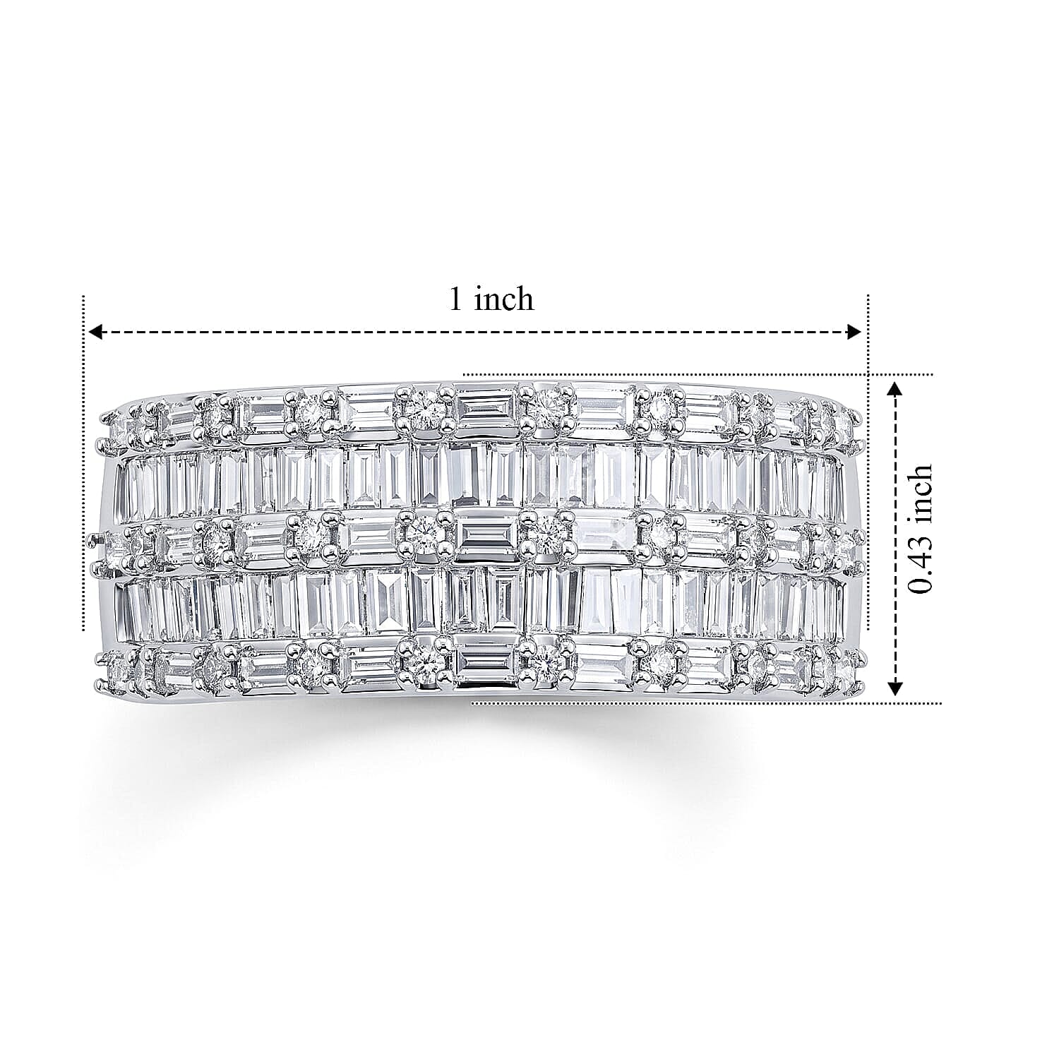 D'Joy White Diamond (1.0 cts) Ring in Rhodium Over Sterling Silver (Size 10.0) 1.00 ctw