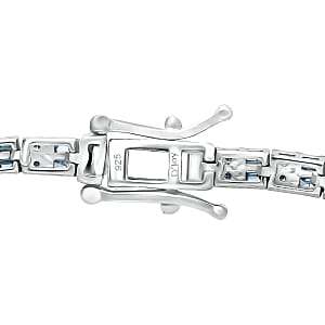 D'Joy Blue Diamond 1.00 ctw Tennis Bracelet in Rhodium Over Sterling Sil (7.25 In) 