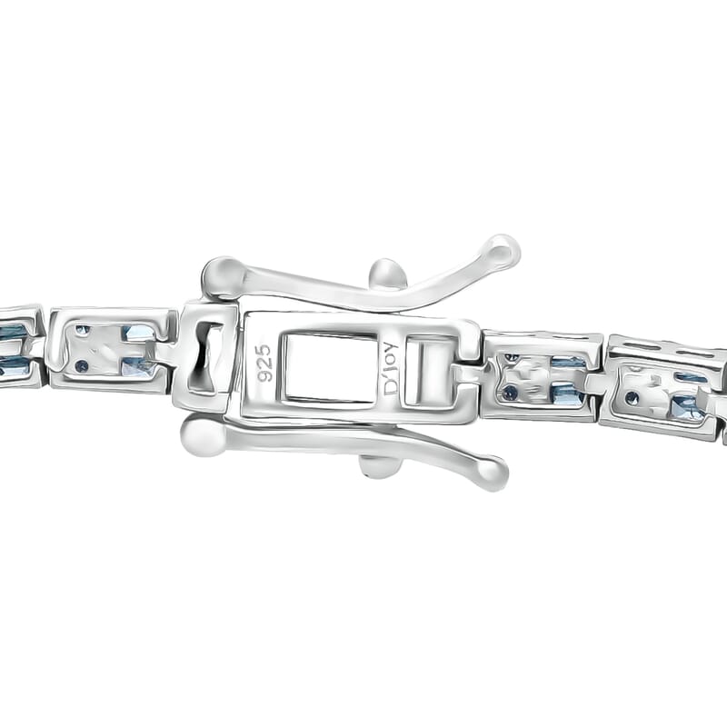 D'Joy Blue Diamond 1.00 ctw Tennis Bracelet in Rhodium Over Sterling Sil (7.25 In)