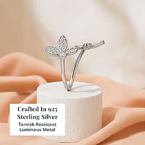 Doorbuster Luxuriant Lab Grown Diamond G-H SI 0.50 ctw Butterfly Ring in Rhodium Over Sterling Silver (Size 10.0)