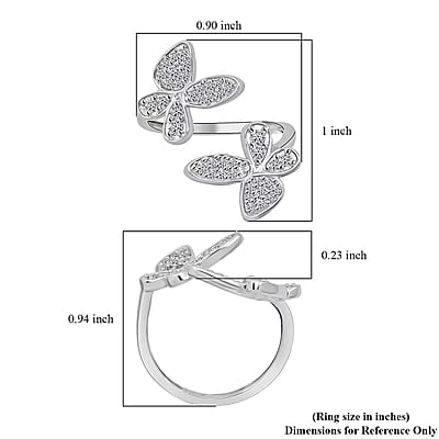 Luxuriant Lab Grown Diamond G-H SI 0.50 ctw Butterfly Ring in Rhodium Over Sterling Silver (Size 10.0)