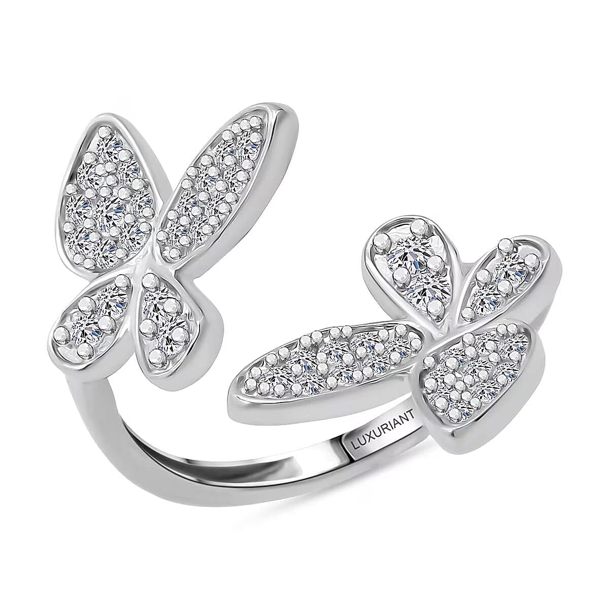  Luxuriant Lab Grown Diamond G-H SI 0.50 ctw Butterfly Ring in Rhodium Over Sterling Silver (Size 5.0) image number 0