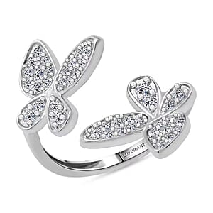  Luxuriant Lab Grown Diamond G-H SI 0.50 ctw Butterfly Ring in Rhodium Over Sterling Silver (Size 5.0)