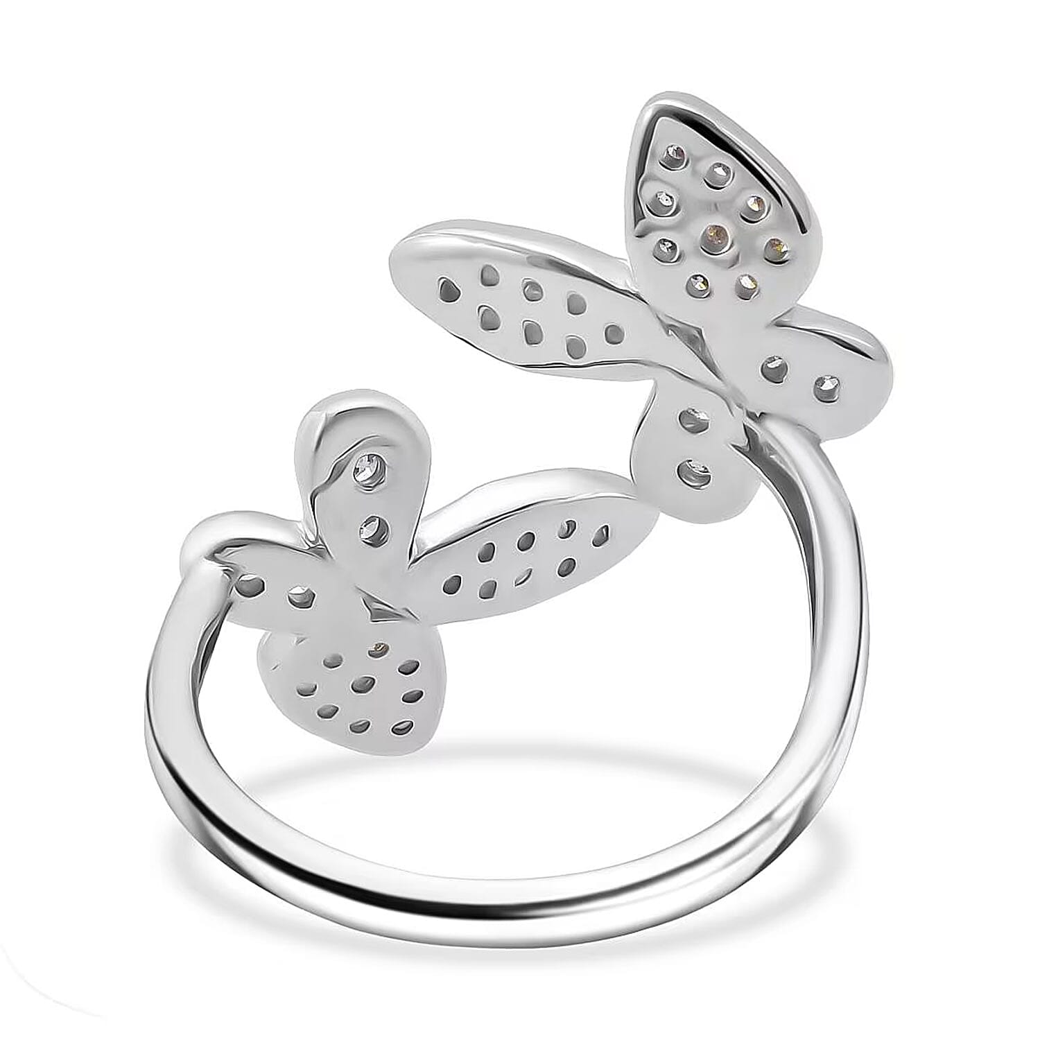 Luxuriant Lab Grown Diamond G-H SI 0.50 ctw Butterfly Ring in Rhodium Over Sterling Silver (Size 7.0)