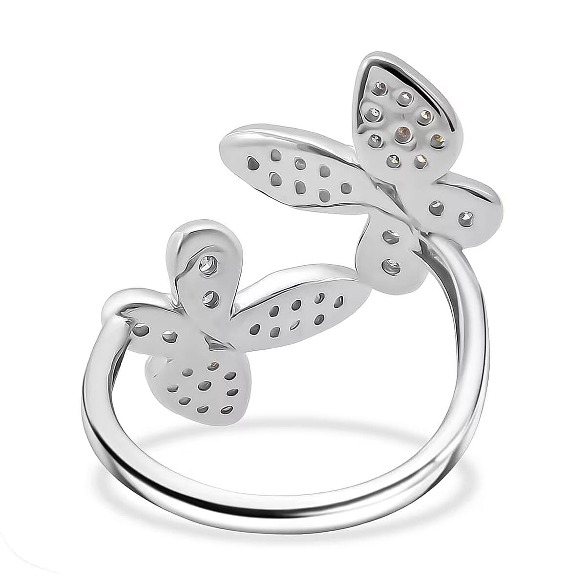 Doorbuster Luxuriant Lab Grown Diamond G-H SI 0.50 ctw Butterfly Ring in Rhodium Over Sterling Silver (Size 7.0) image number 7