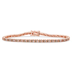D'Joy Natural Champagne Diamond 1.0 ctw Tennis Bracelet in 18K Vermeil Rose Gold Over Sterling Silver (7.25 In)