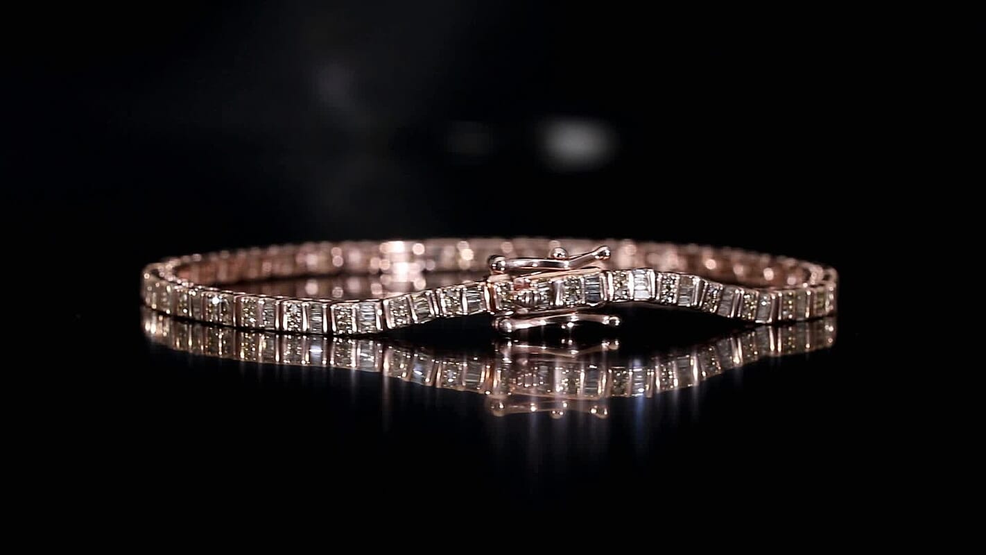 D'Joy Blue Diamond (IR) Tennis Bracelet in Rhodium Over Sterling Silver (7.25 In) 1.00 ctw