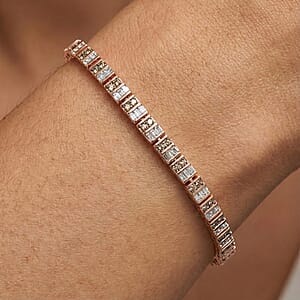 D'Joy Natural Champagne Diamond 1.0 ctw Tennis Bracelet in 18K Vermeil Rose Gold Over Sterling Silver (7.25 In)