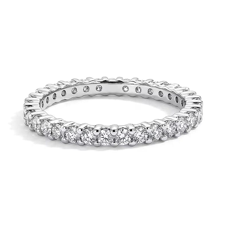 Luxuriant Lab Grown Diamond G-H SI 1.10 ctw Eternity Band Ring in Rhodium Over Sterling Silver (Size 10.0)