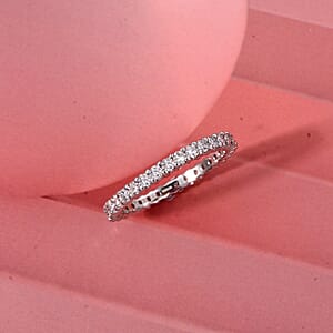 Luxuriant Lab Grown Diamond G-H SI 1.10 ctw Eternity Band Ring in Rhodium Over Sterling Silver (Size 10.0)