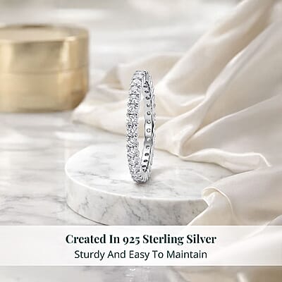 Luxuriant Lab Grown Diamond G-H SI 1.10 ctw Eternity Band Ring in Rhodium Over Sterling Silver (Size 10.0)