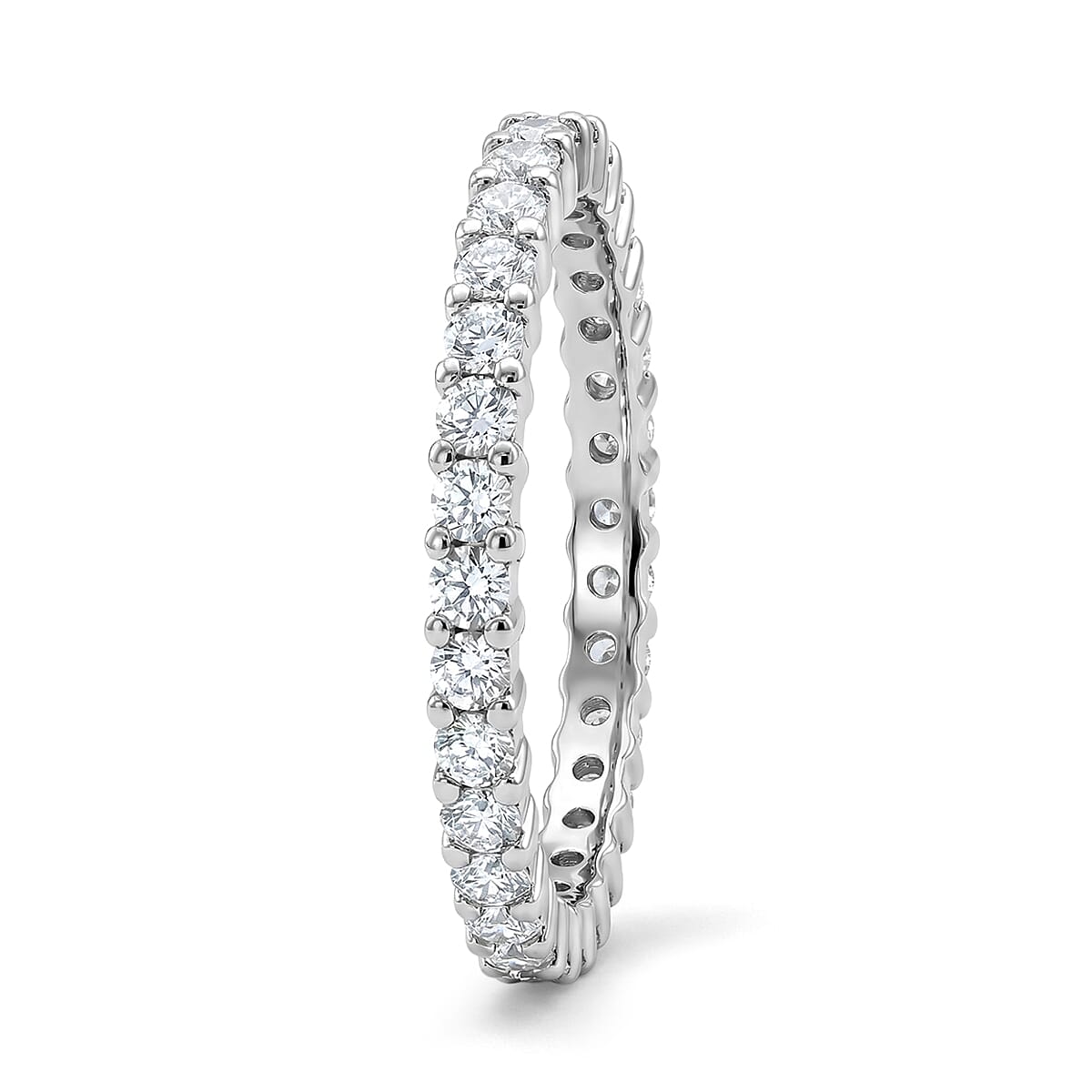 Luxuriant Lab Grown Diamond G-H SI 1.10 ctw Eternity Band Ring in Rhodium Over Sterling Silver (Size 10.0) image number 3